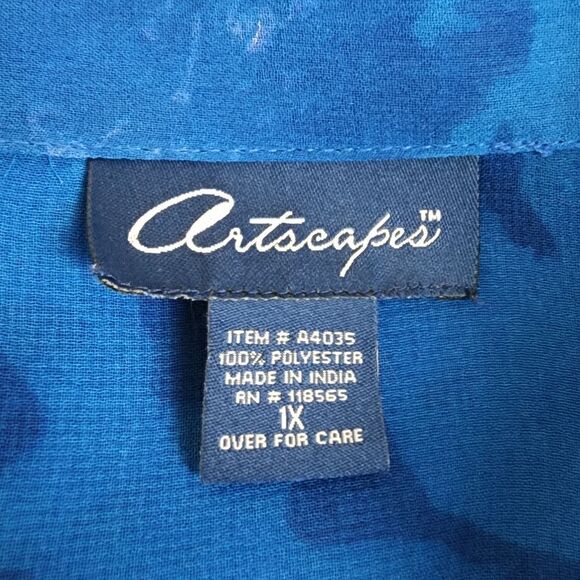 ARTSCAPES Blue Panorama Scenic Print Semi Sheer Top Size 1X (2239) - Picture 5 of 6